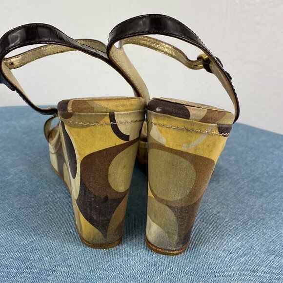 Coach Black Monogram Scribble Klara Wedge Sandals size 9.5 B - Picture 3 of 10